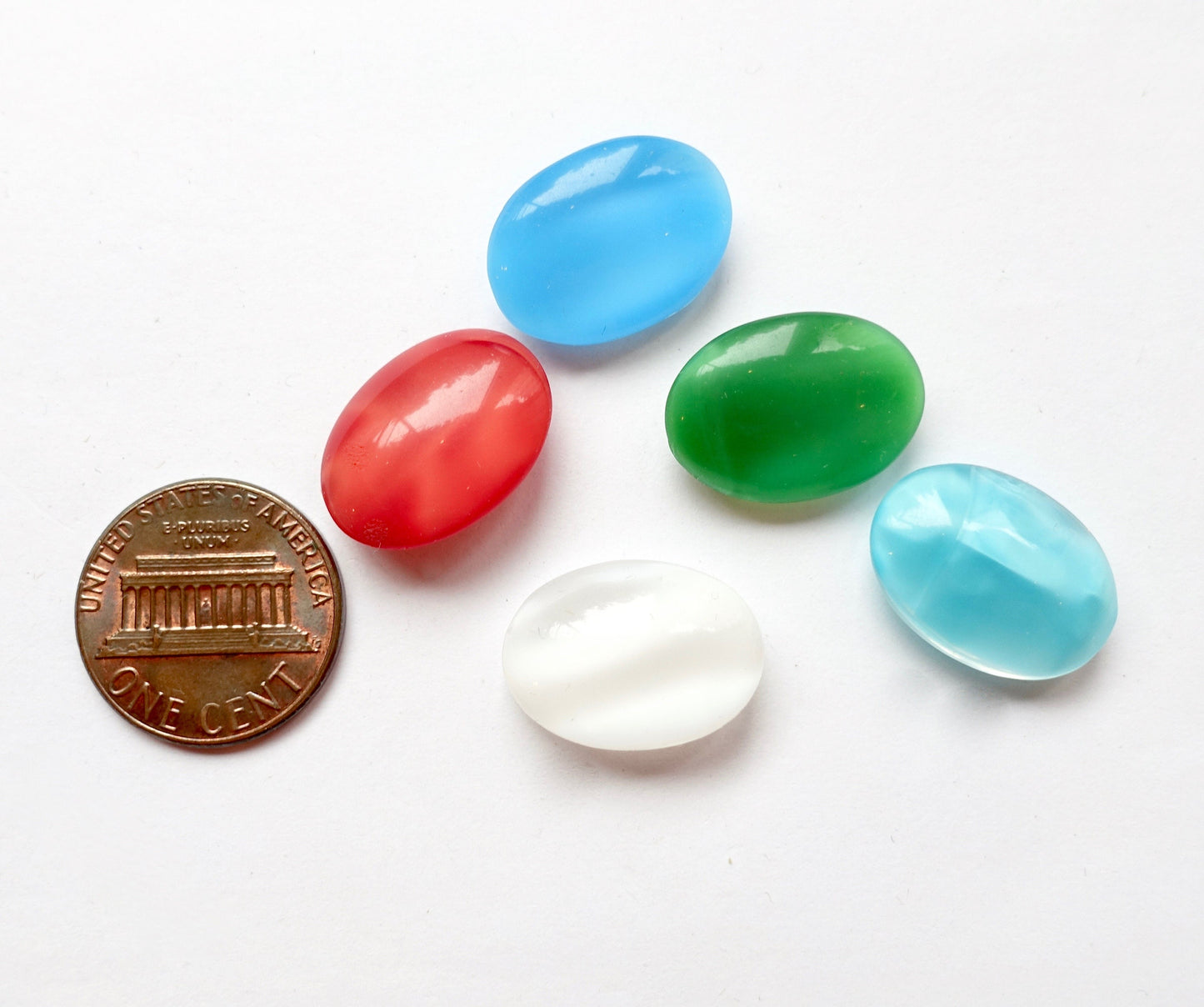 4 Schmucksteine 18x13mm Oval bunt Mondschein