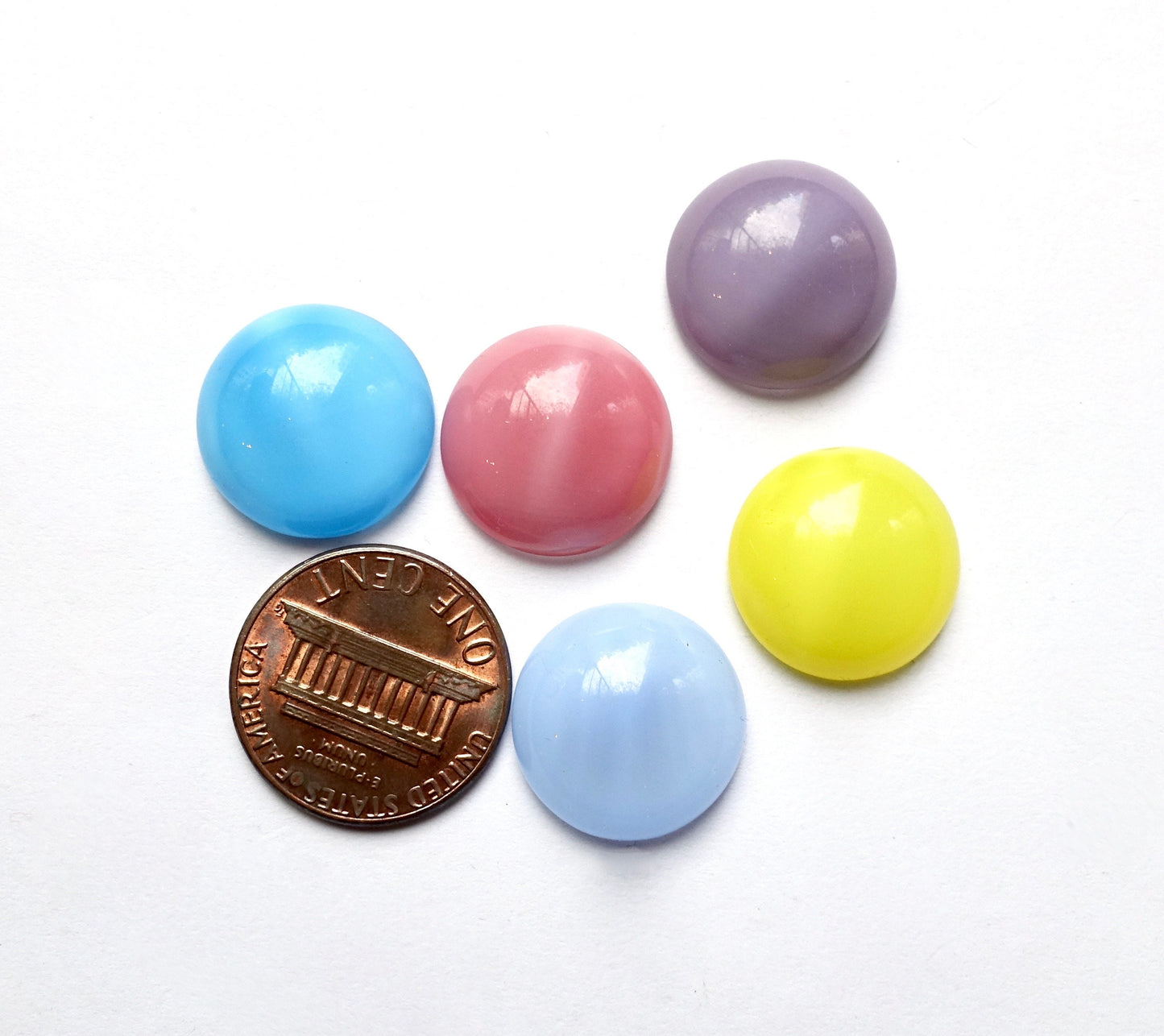4 cabochons 16mm rund Mondschein mix