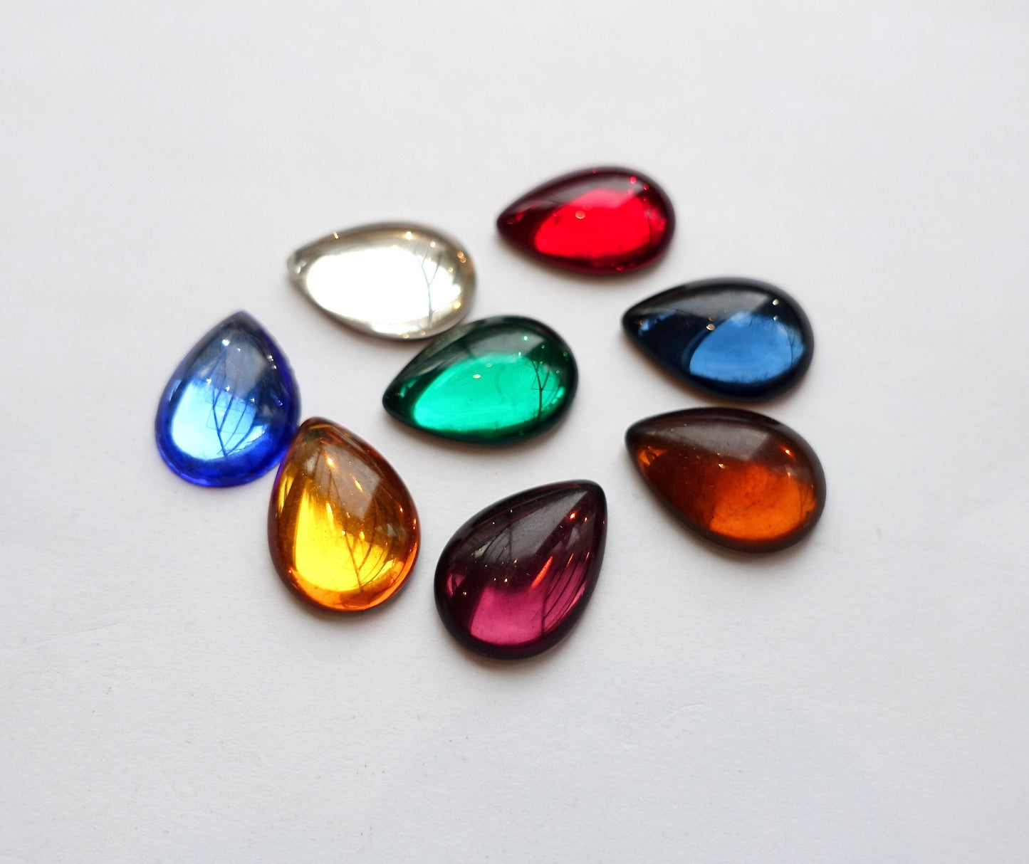 6 cabochons 18x13mm Tropfen Opal Glas bronze foiled