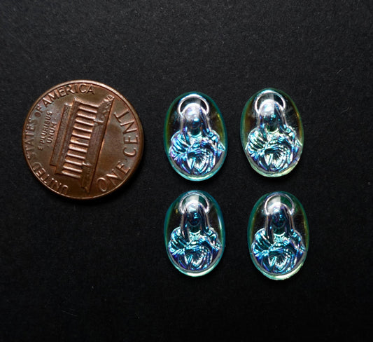 6 Cabochons Maria Oval 14x10mm Aurora borealis