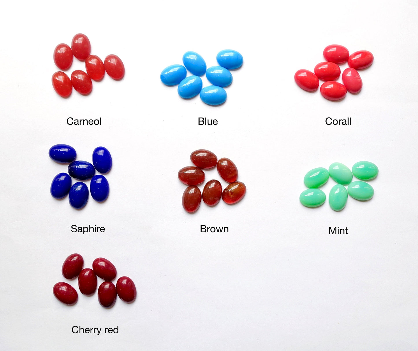 12 cabochons Oval 14x10mm satt bunt opak
