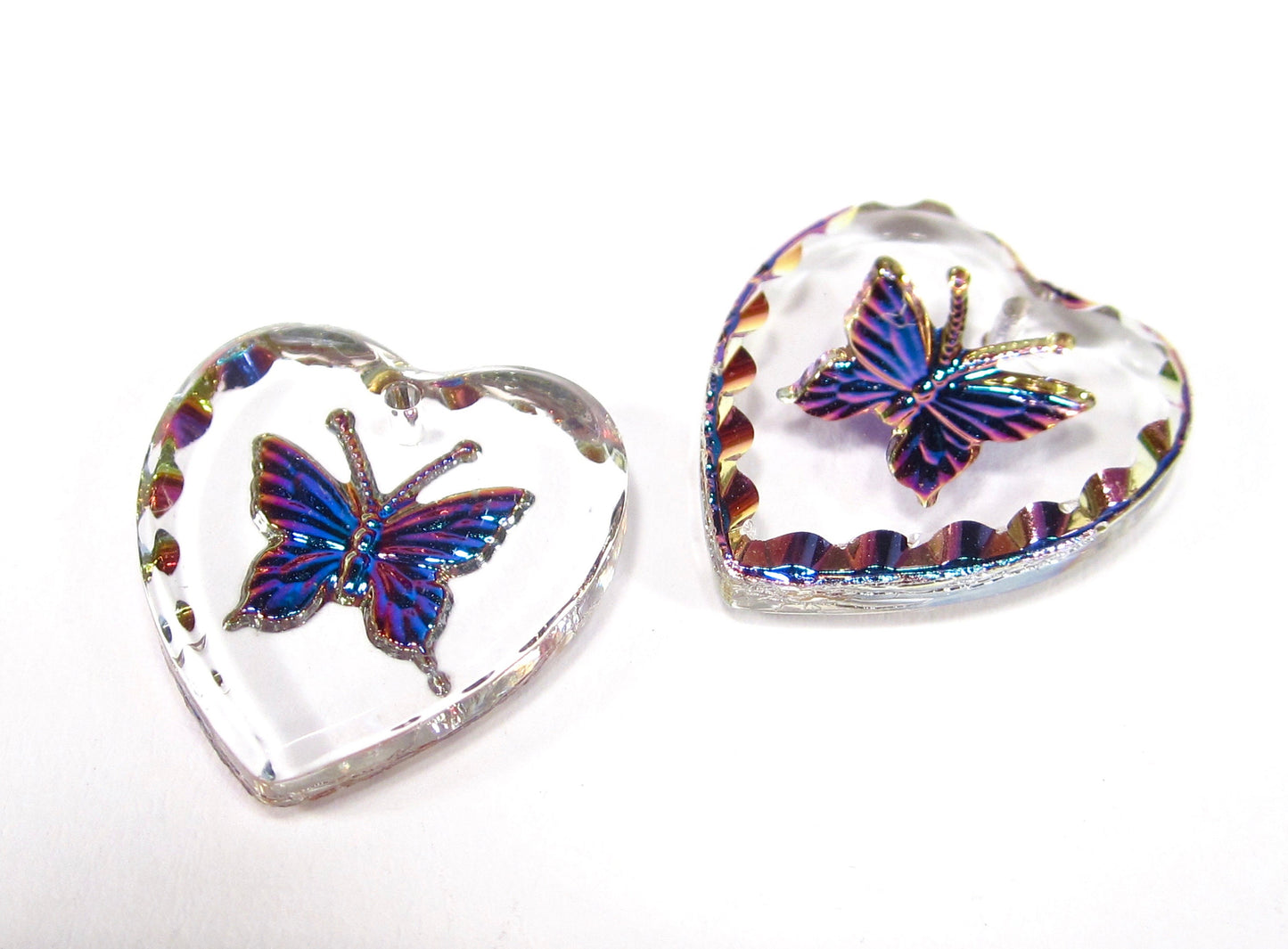 2 Schmetterling Herz Anhänger 20x18 mm
