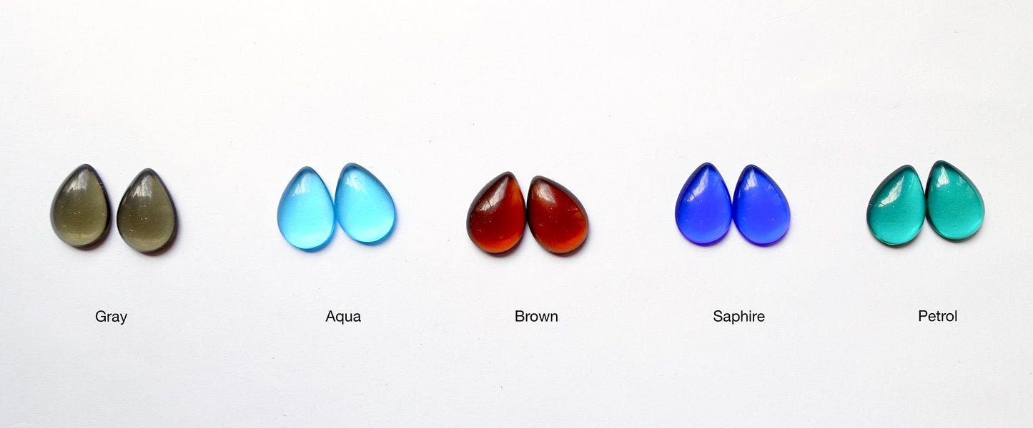 6 cabochons Tropfen 18x13mm transparent bunt mix