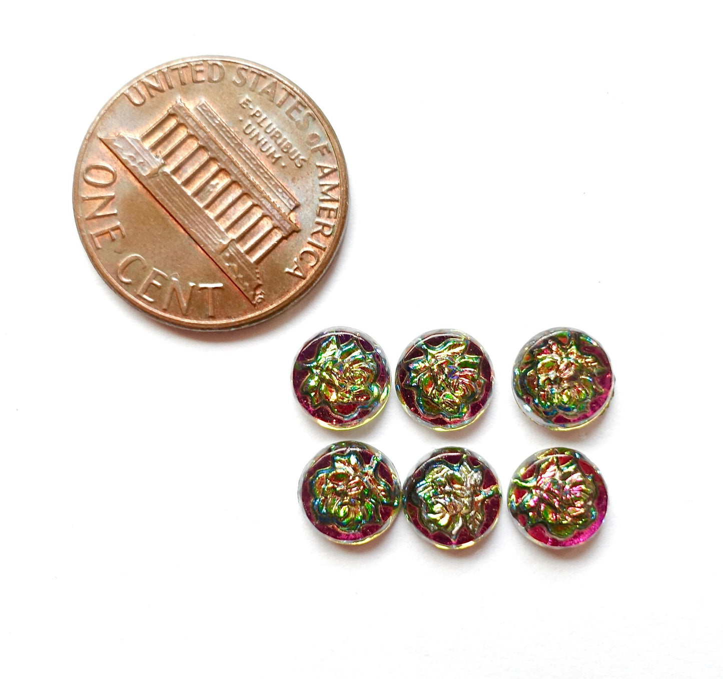 12 cabochons rund 7mm Rose Blume Iridis