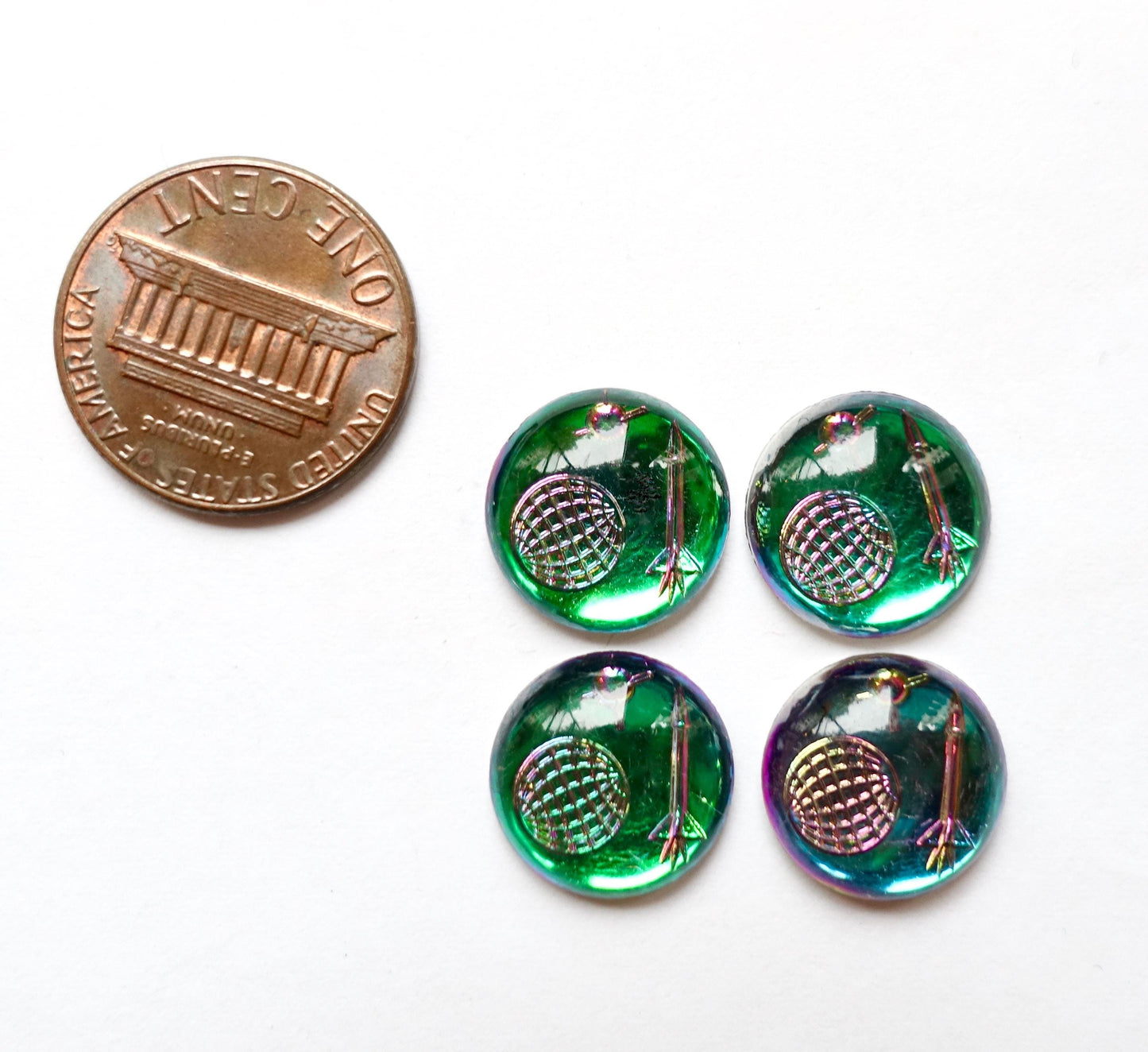4 cabochons Weltraum Rakete 13mm Bermuda