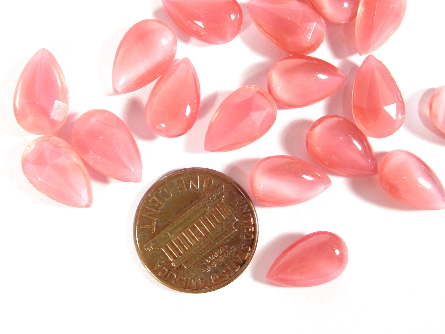 6 Schmucksteine 13x8mm tropfen Rosa Mondschein