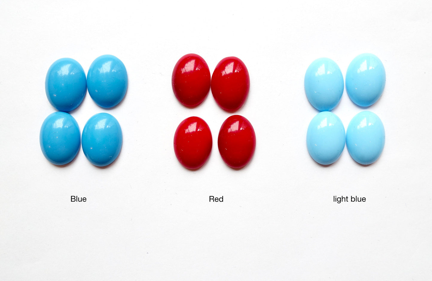 4 Cabochons Oval 20x15mm Blau Rot