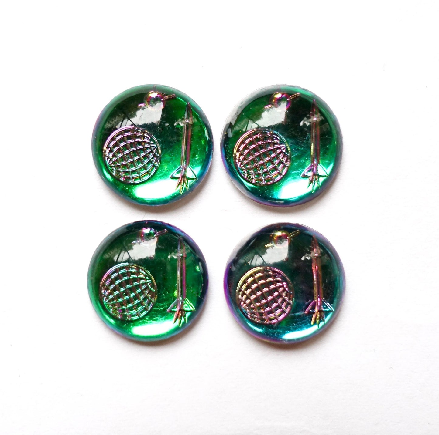 4 cabochons Weltraum Rakete 13mm Bermuda