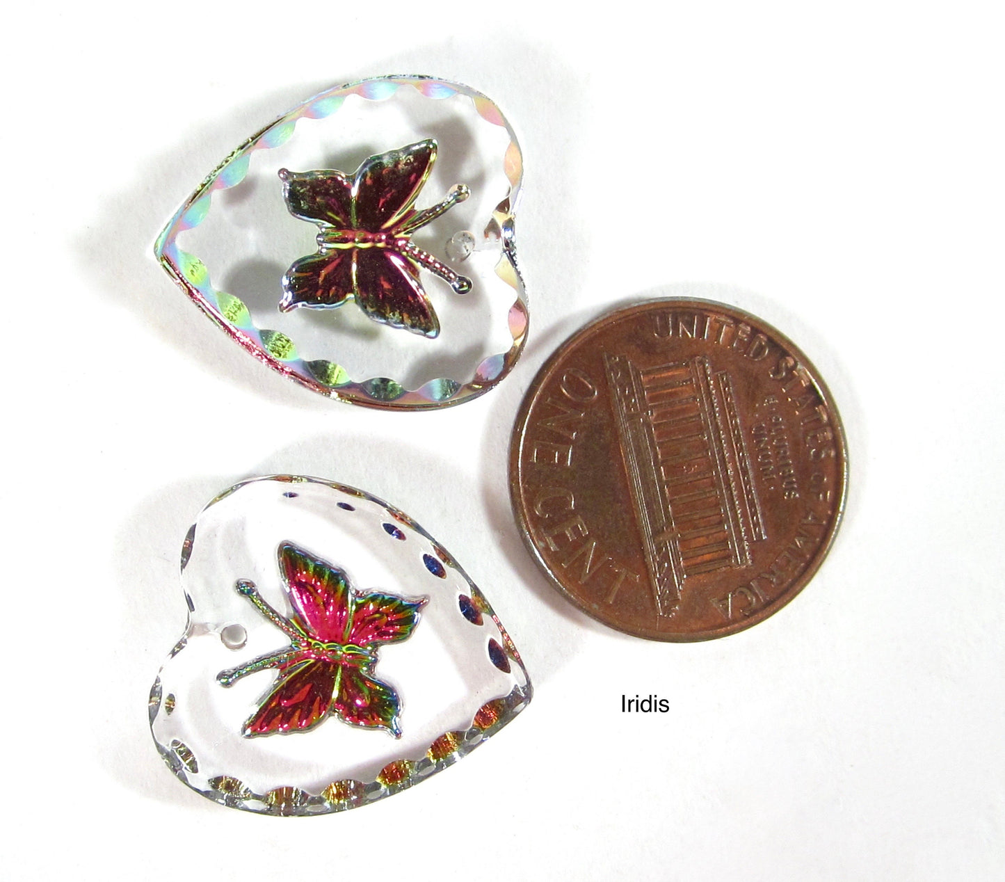 2 Schmetterling Herz Anhänger 20x18 mm