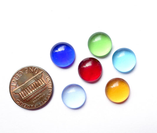 12 Cabochons 11mm rund transparent bunt