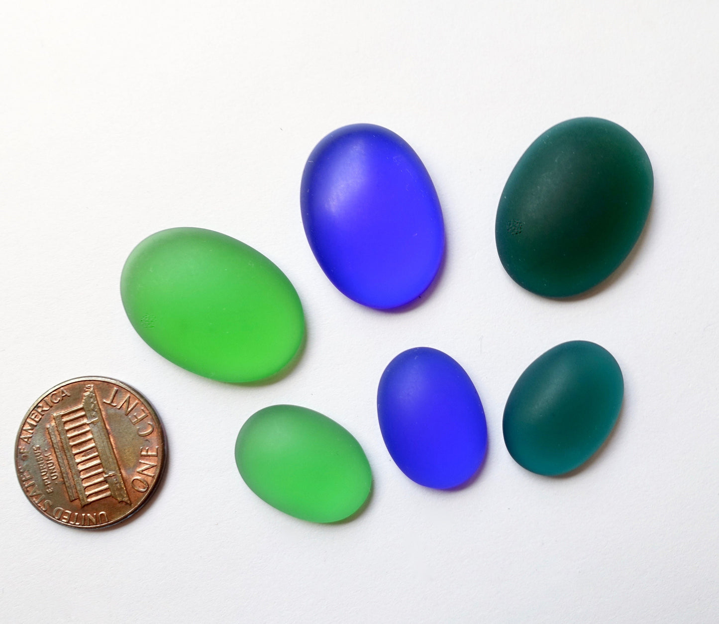 2/ 6 Cabochons Oval 18x13mm 25x18mm mattiert blau grün