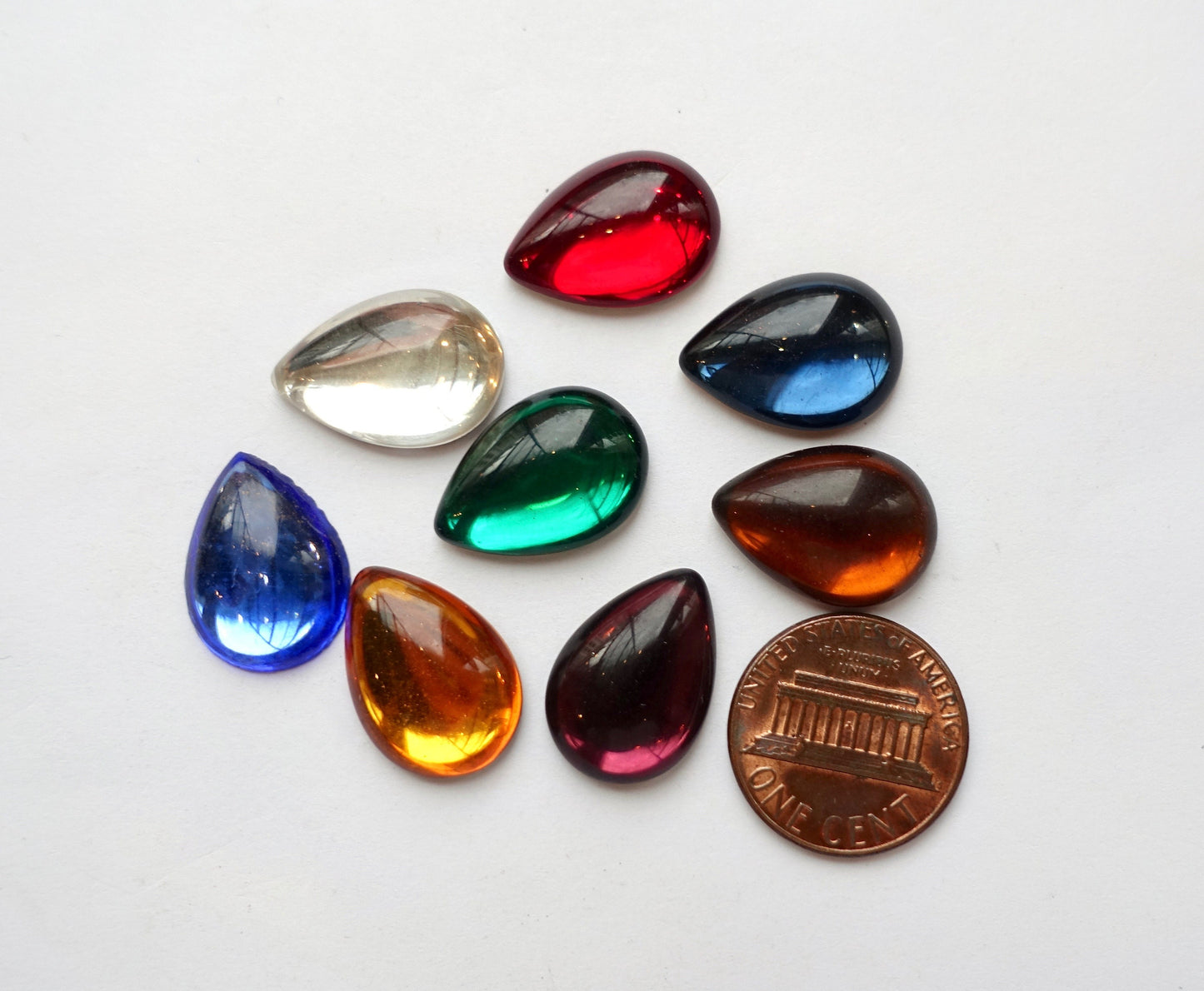 6 cabochons 18x13mm Tropfen Opal Glas bronze foiled
