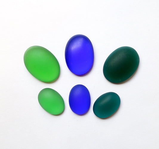 2/ 6 Cabochons Oval 18x13mm 25x18mm mattiert blau grün