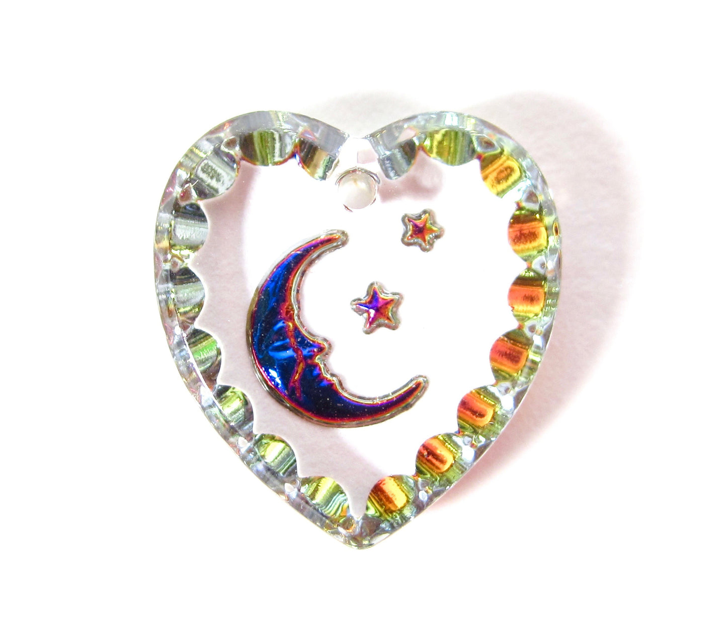 2 Mond Herz Anhänger 15x14 mm Heliotrop
