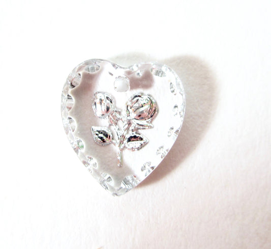 2 Herz Rosen Anhänger transparent Silber 12x11mm