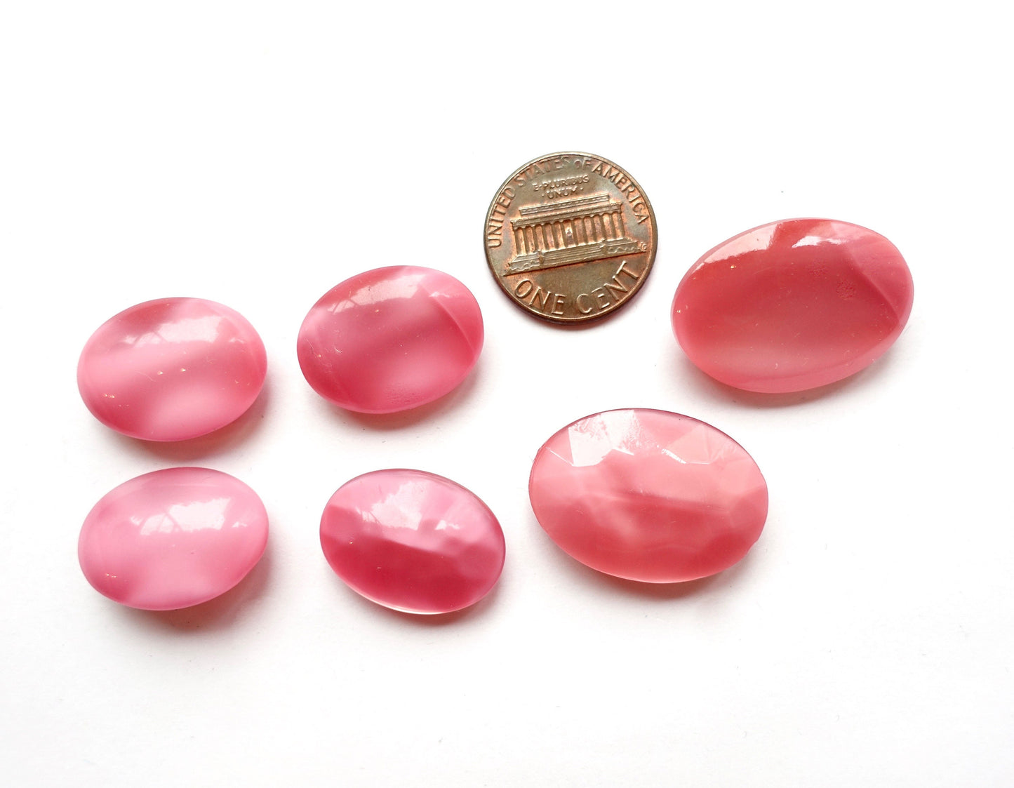 4 Schmucksteine 20x15 25x18mm Oval Rosa Mondschein
