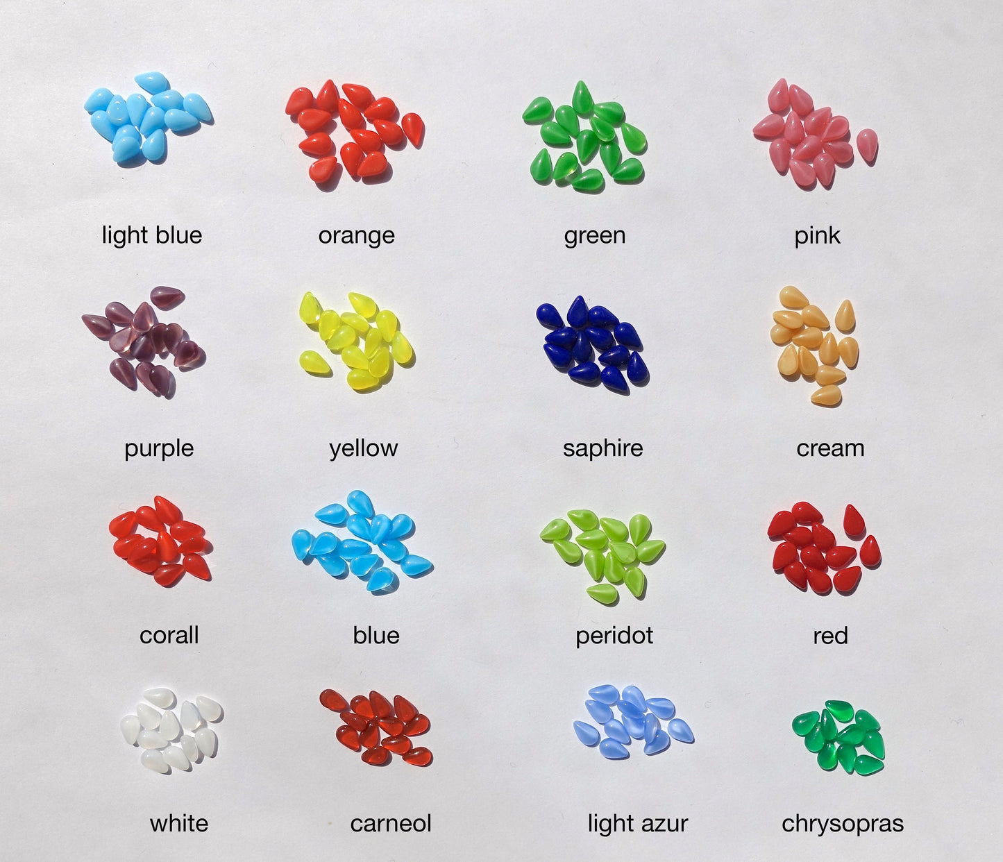 36 Cabochons 6x4mm tropfen bunt Mondschein