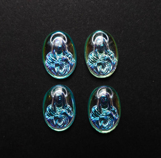 6 Cabochons Maria Oval 14x10mm Aurora borealis