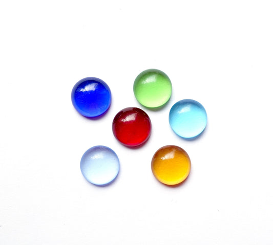 12 Cabochons 11mm rund transparent bunt
