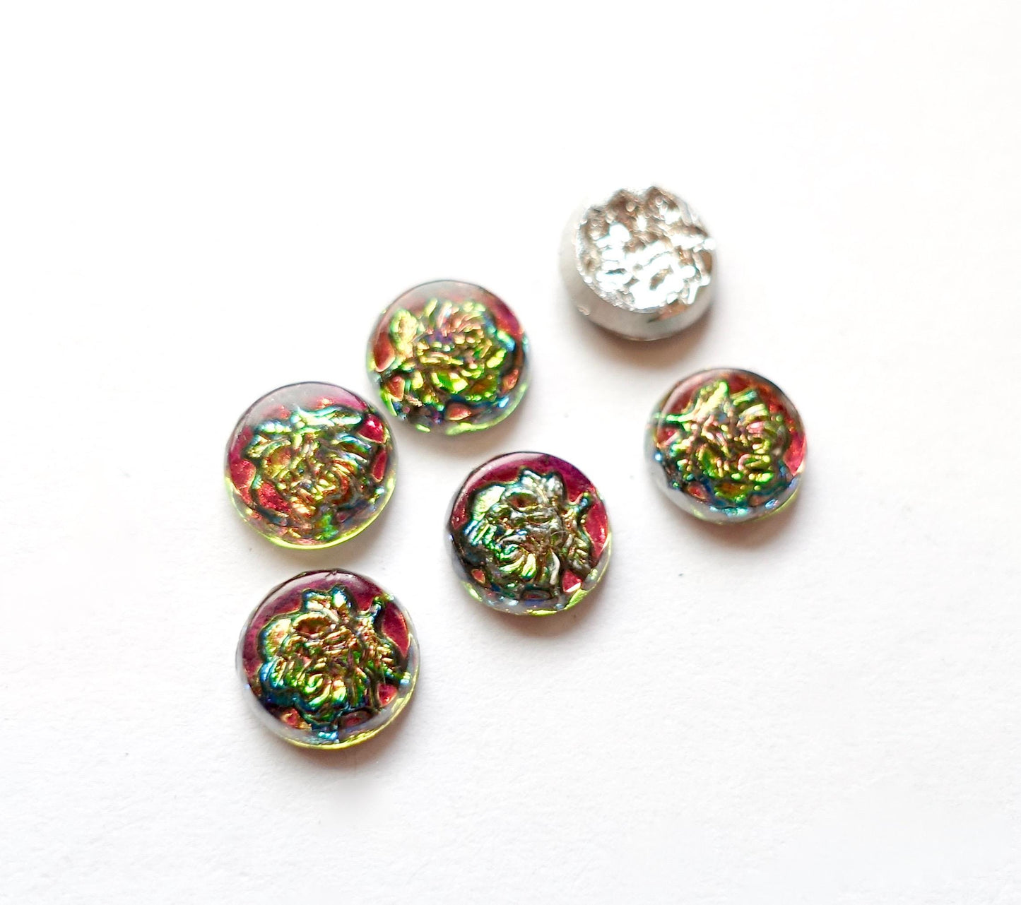 12 cabochons rund 7mm Rose Blume Iridis