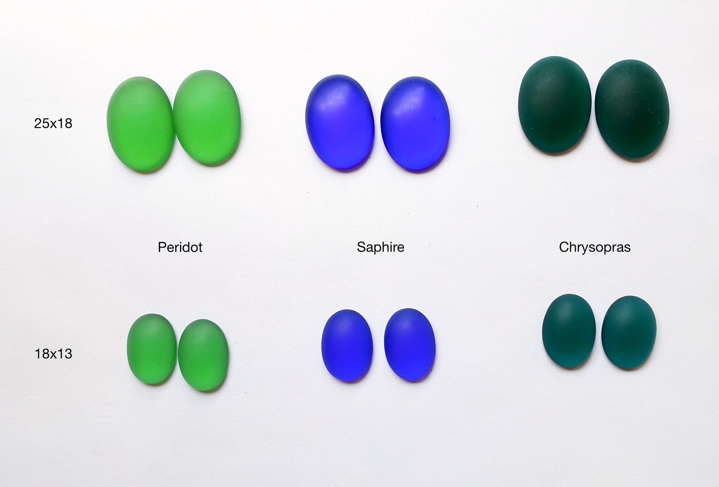 2/ 6 Cabochons Oval 18x13mm 25x18mm mattiert blau grün