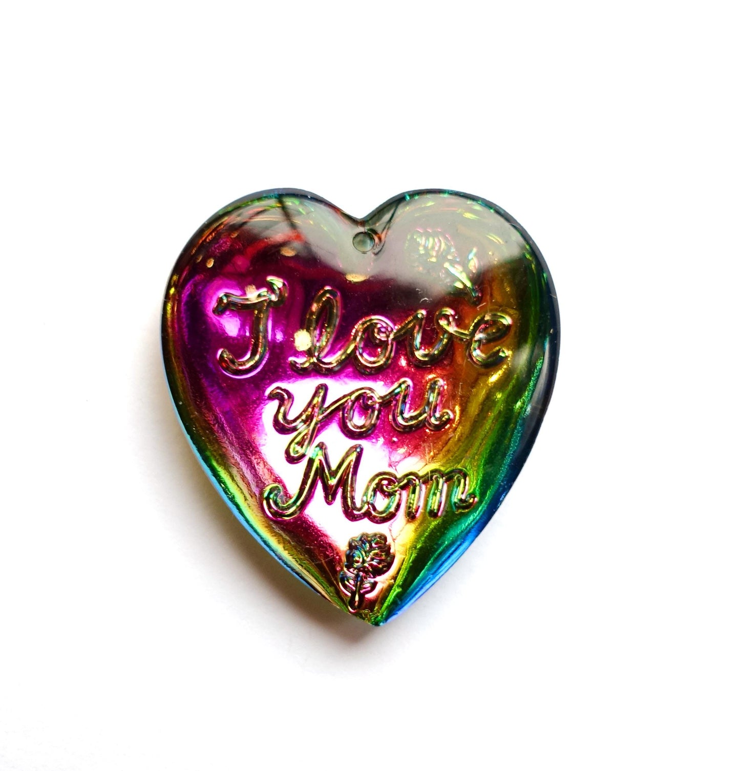 Herz Anhänger 31x29 I love you Mom iridis