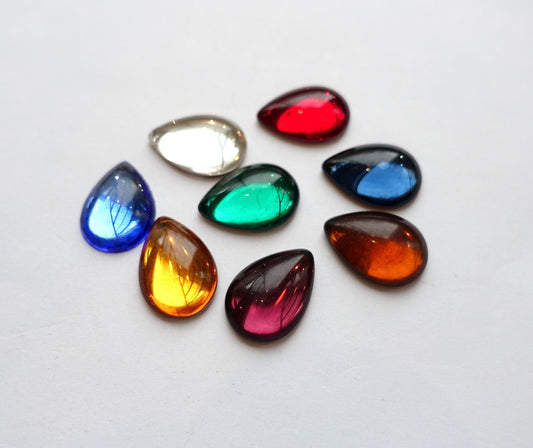 6 cabochons 18x13mm Tropfen Opal Glas bronze foiled