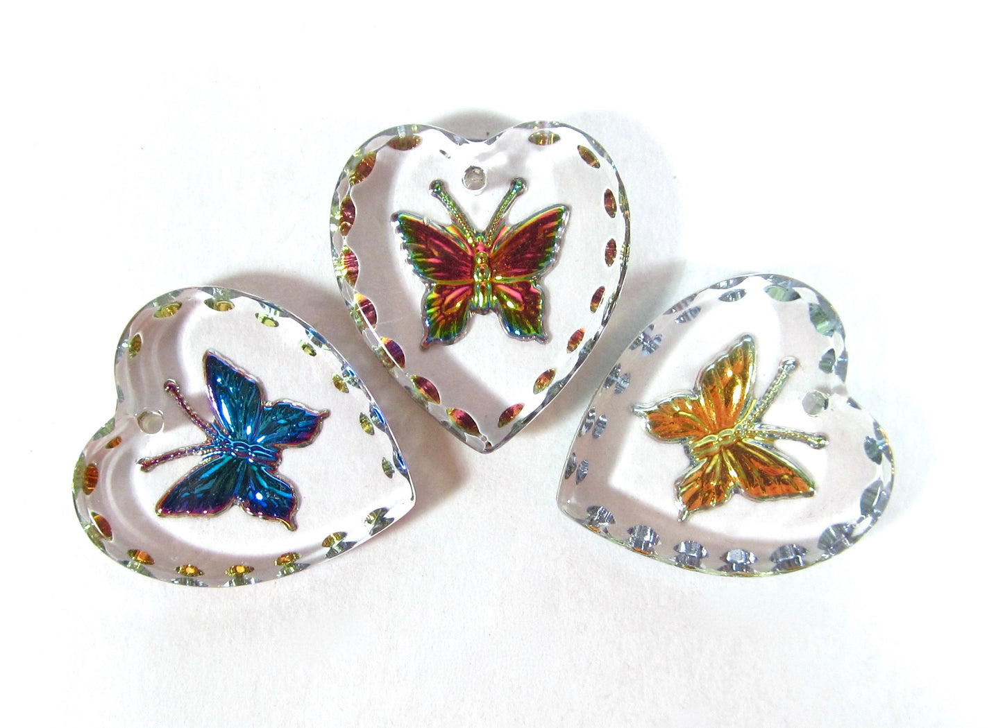 2 Schmetterling Herz Anhänger 20x18 mm