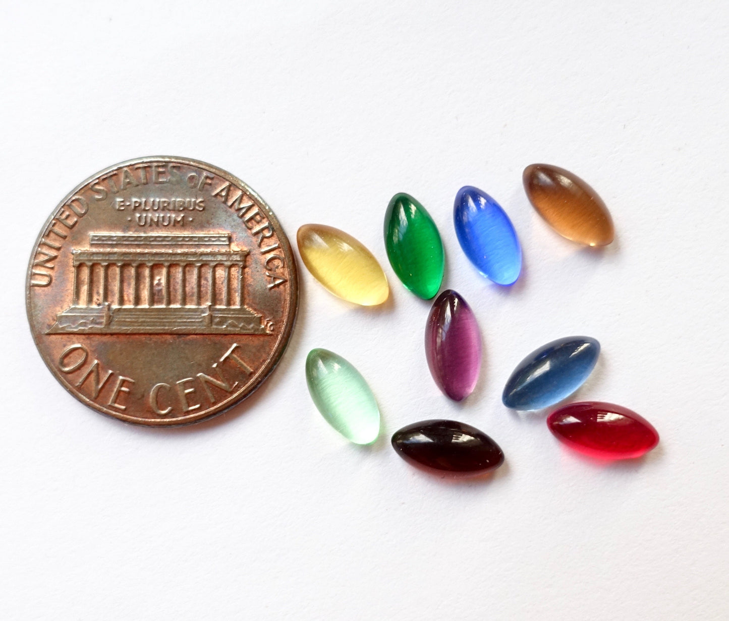 48 cabochons Navette 8x4mm transparent bunt mix