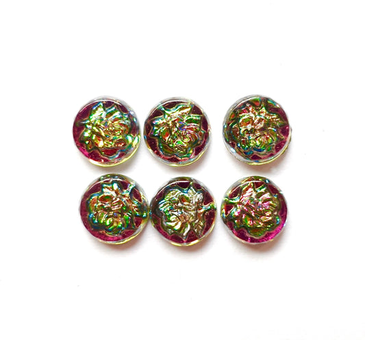 12 cabochons rund 7mm Rose Blume Iridis