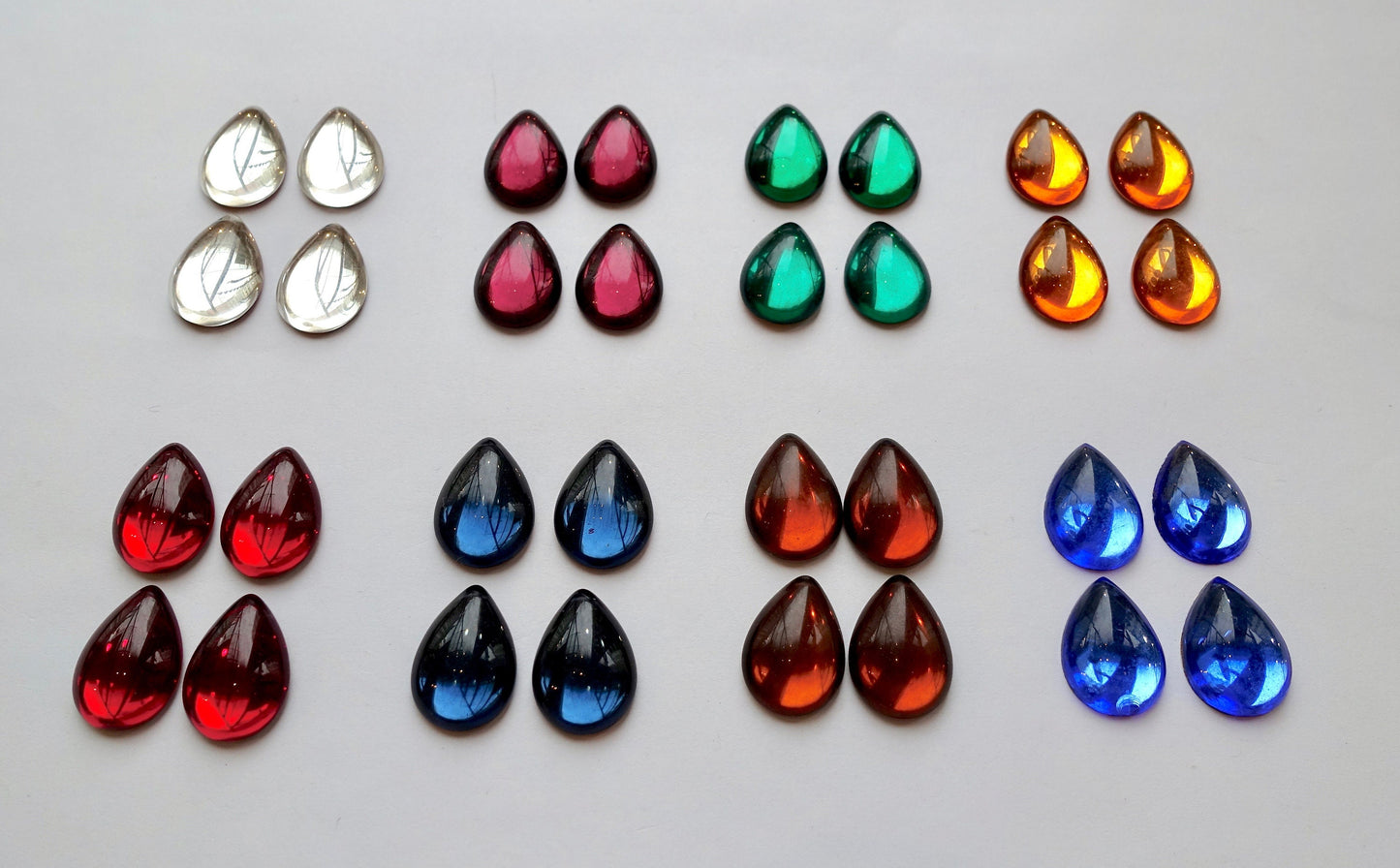 6 cabochons 18x13mm Tropfen Opal Glas bronze foiled