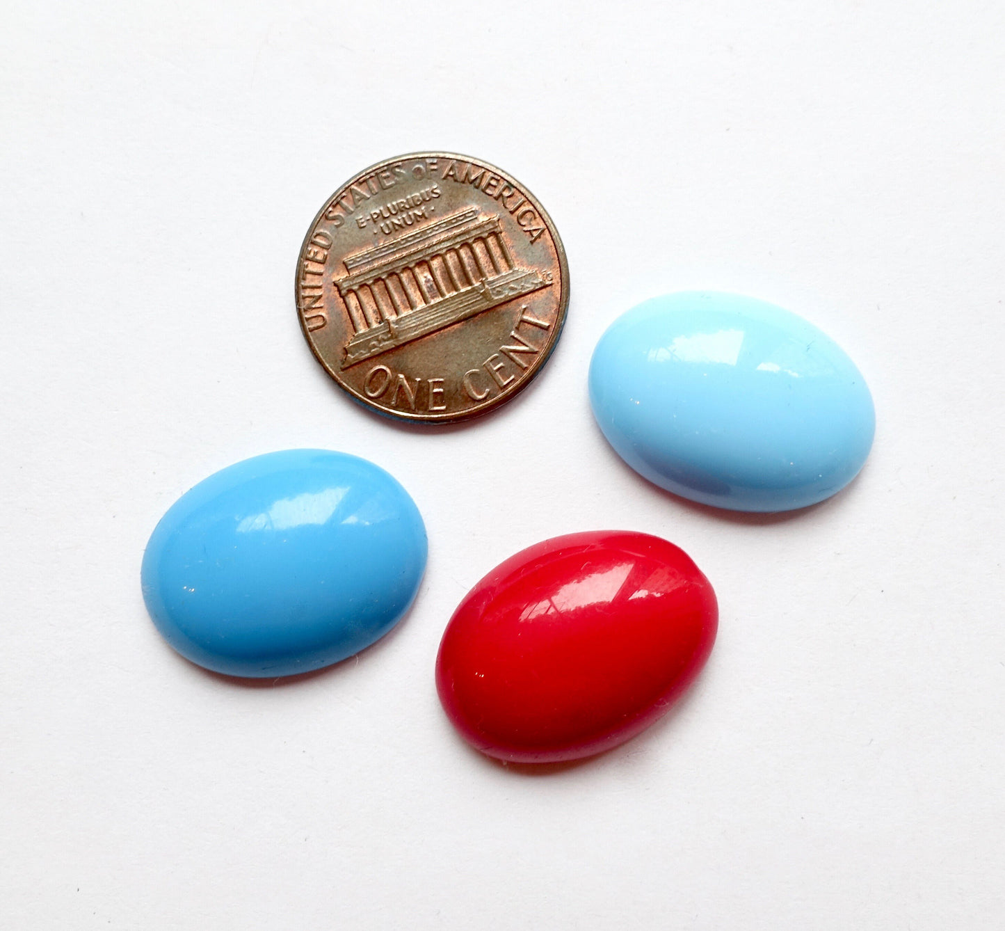 4 Cabochons Oval 20x15mm Blau Rot