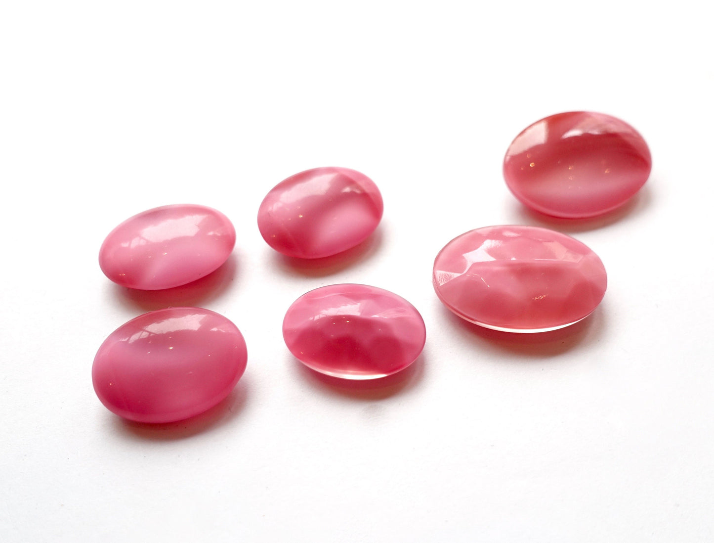 4 Schmucksteine 20x15 25x18mm Oval Rosa Mondschein