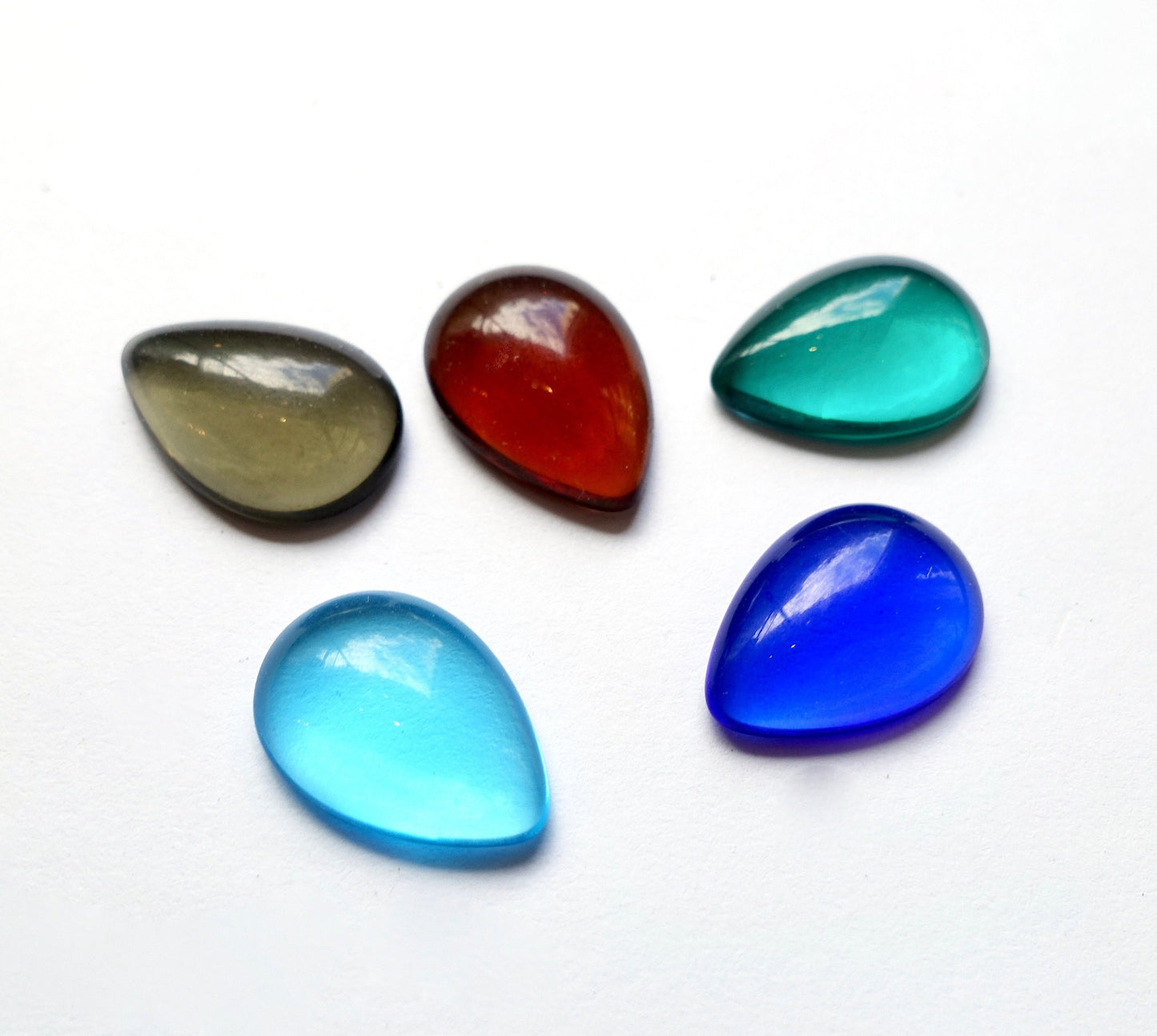 6 cabochons Tropfen 18x13mm transparent bunt mix