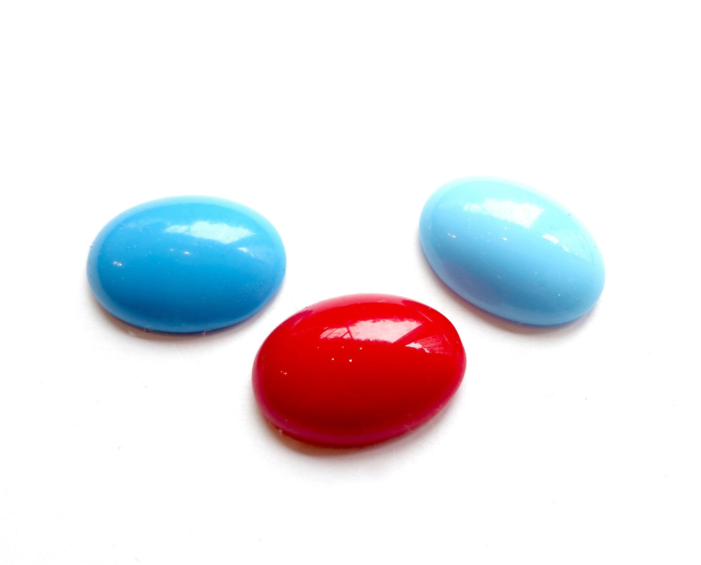 4 Cabochons Oval 20x15mm Blau Rot
