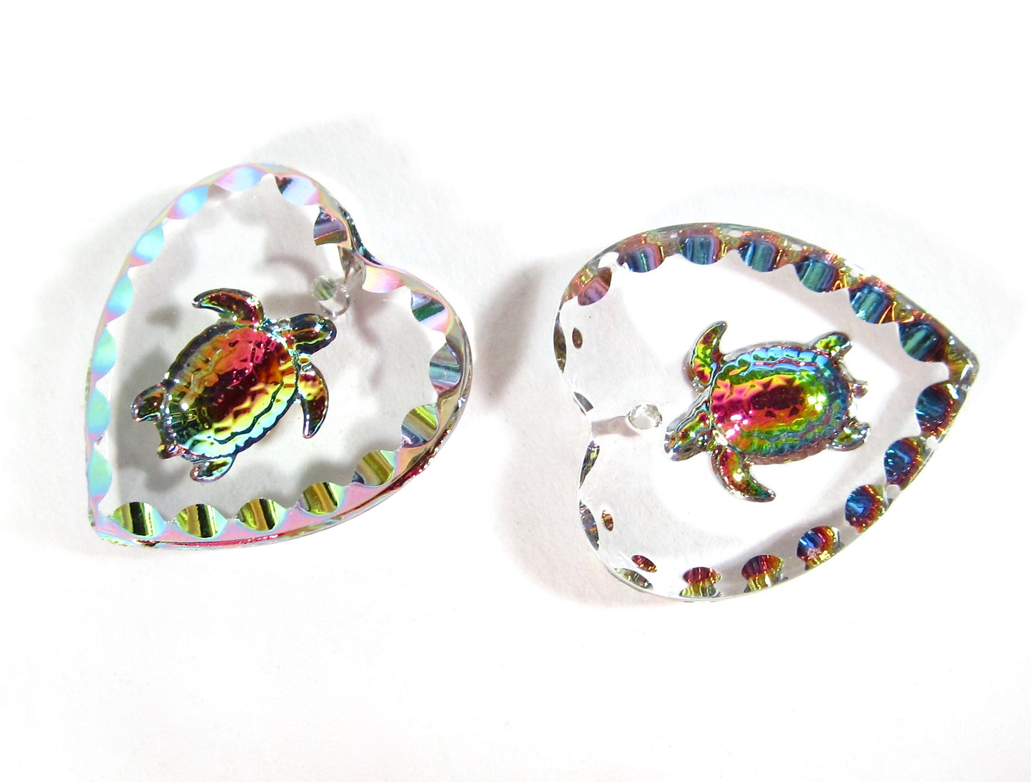2 Schildkröten Herz Anhänger 20x18mm iridis