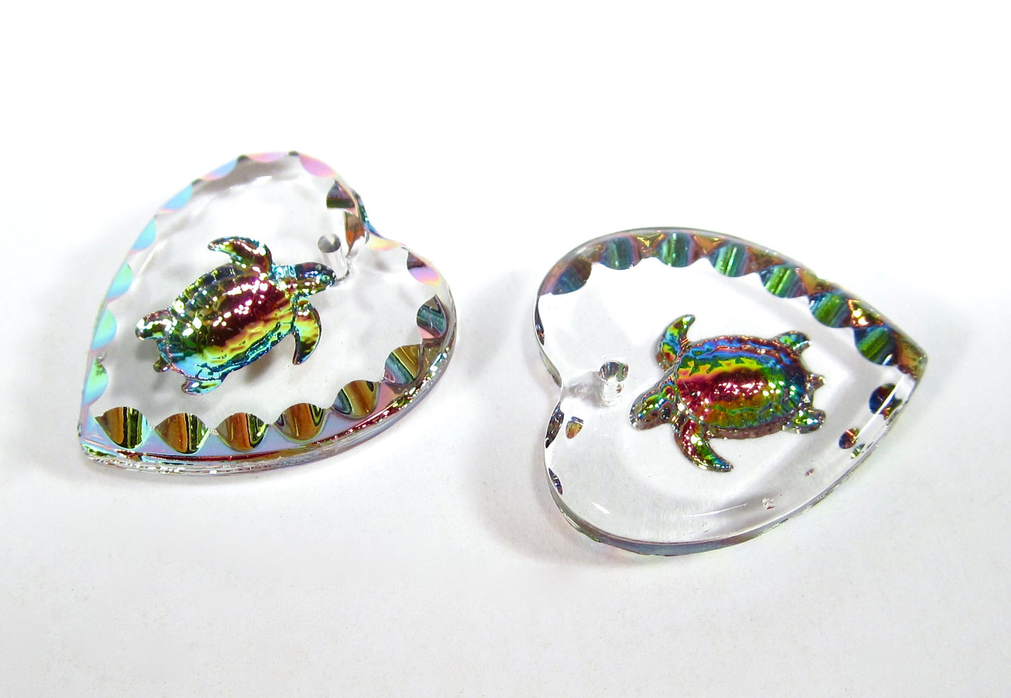 2 Schildkröten Herz Anhänger 20x18mm iridis