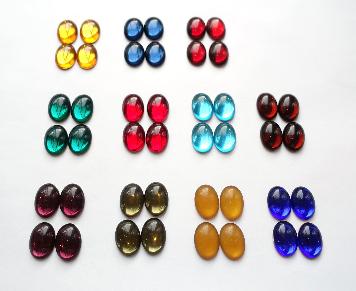 6 cabochons 18x13mm oval Opal Glas bronze foiled