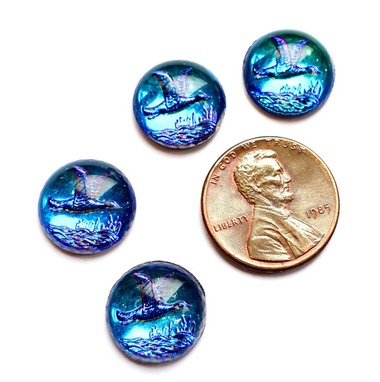4 cabochons Wildgans Rund 13mm bermuda blau