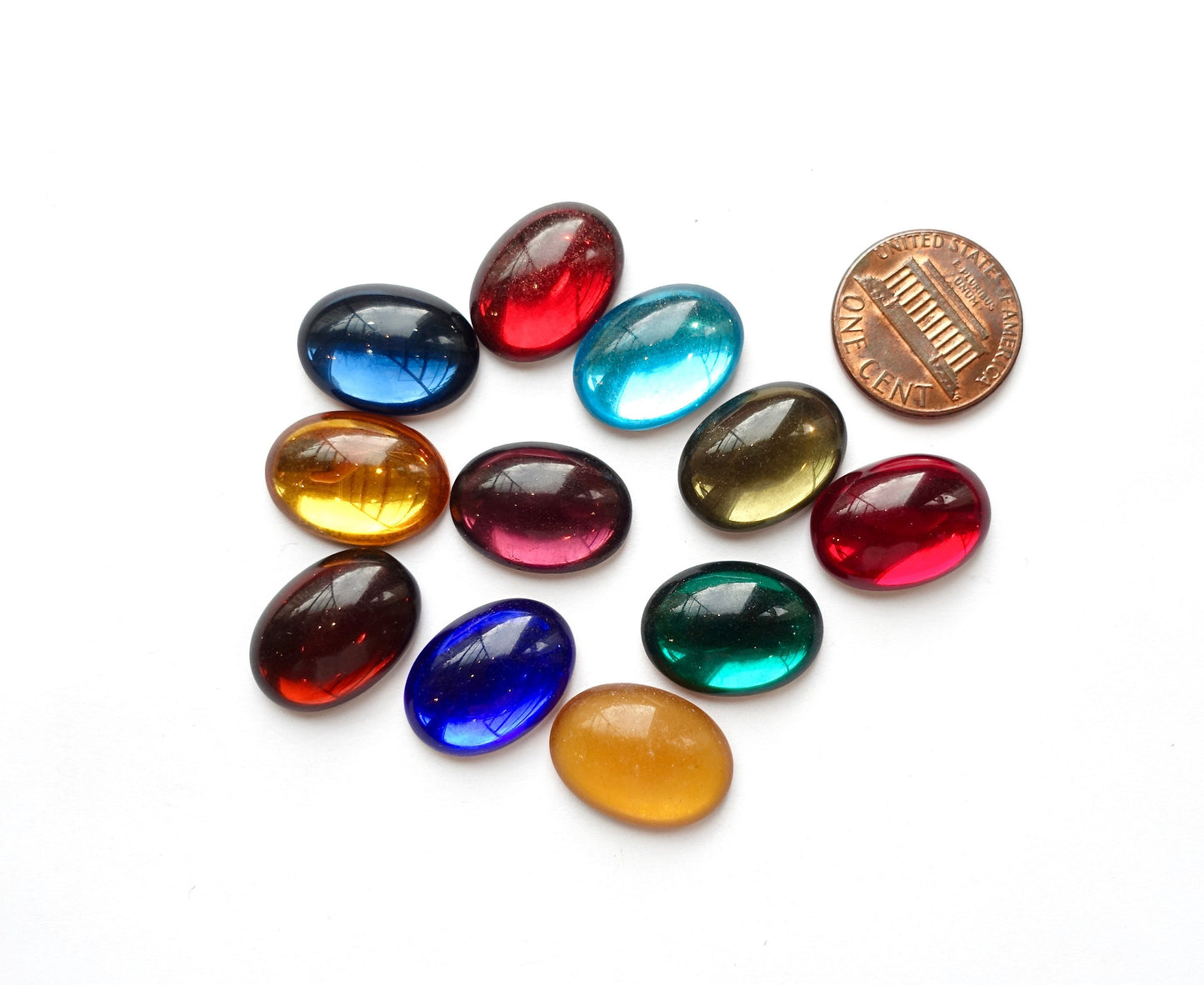 6 cabochons 18x13mm oval Opal Glas bronze foiled