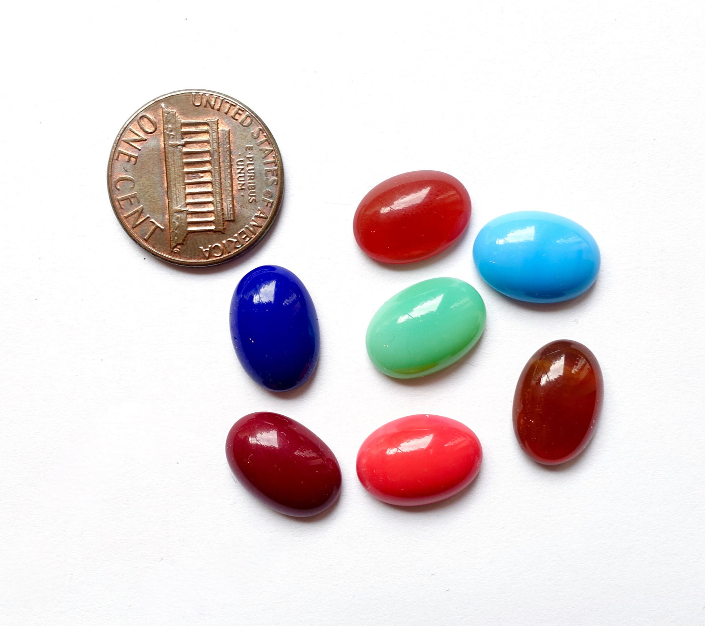 12 cabochons Oval 14x10mm satt bunt opak