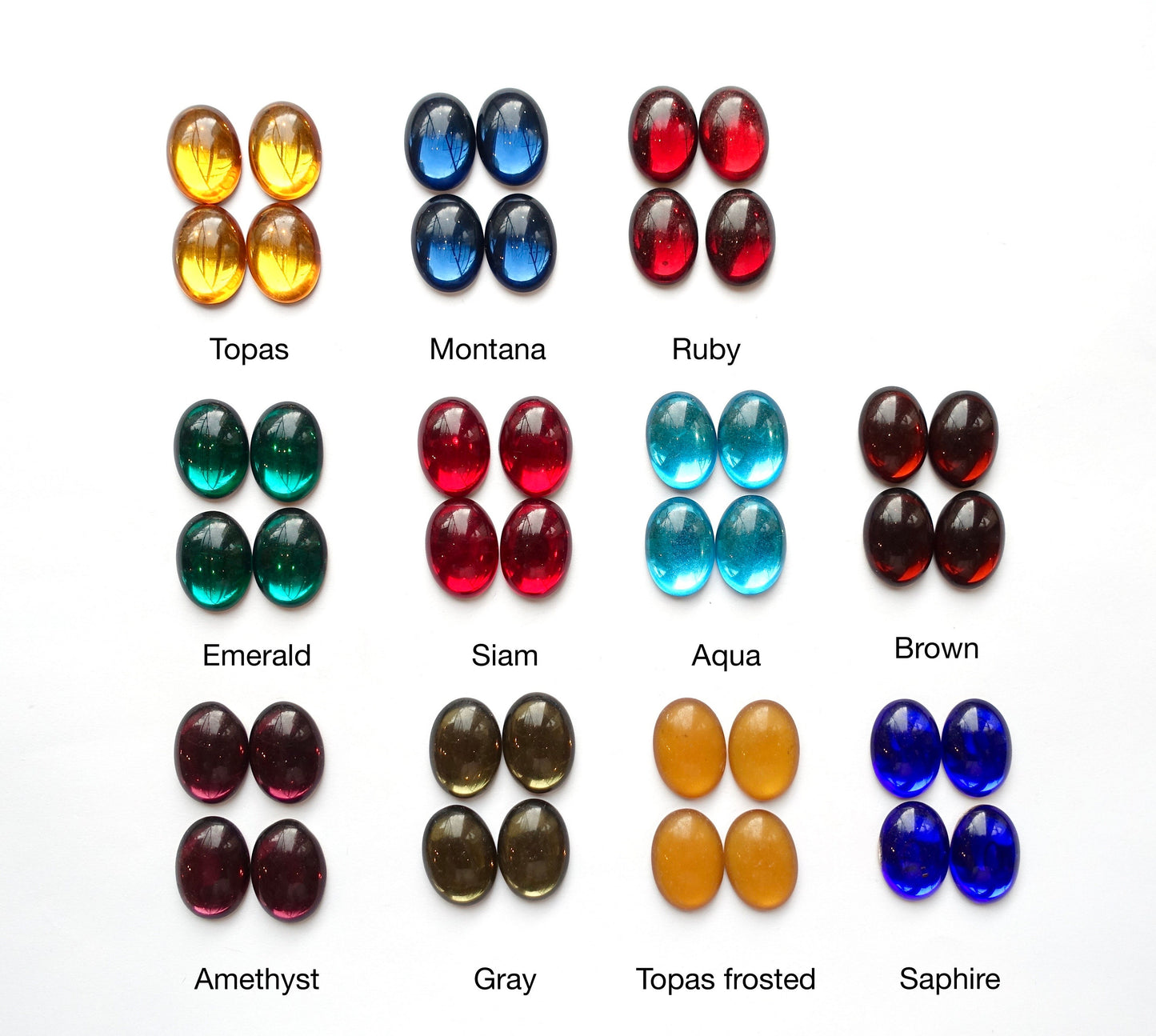 6 cabochons 18x13mm oval Opal Glas bronze foiled